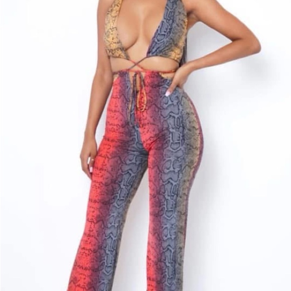 Multicolor Snake Print Jumpsuit